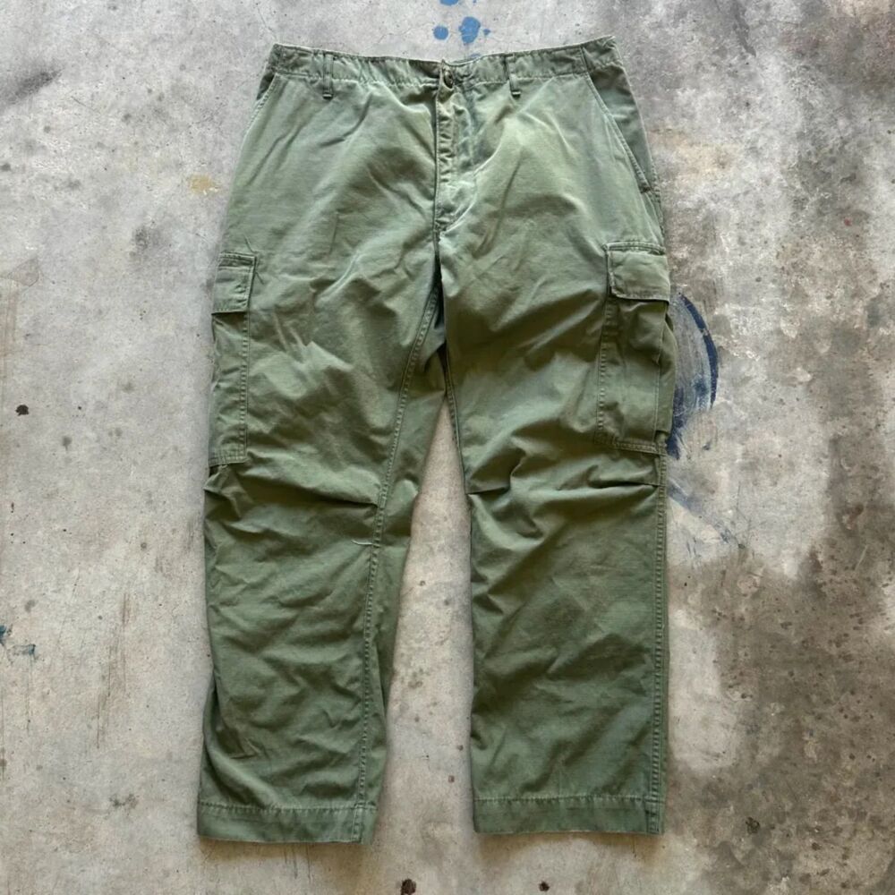 Vintage 70s Rip Stop Poplin OG-107 Military Cargos Size 34X27